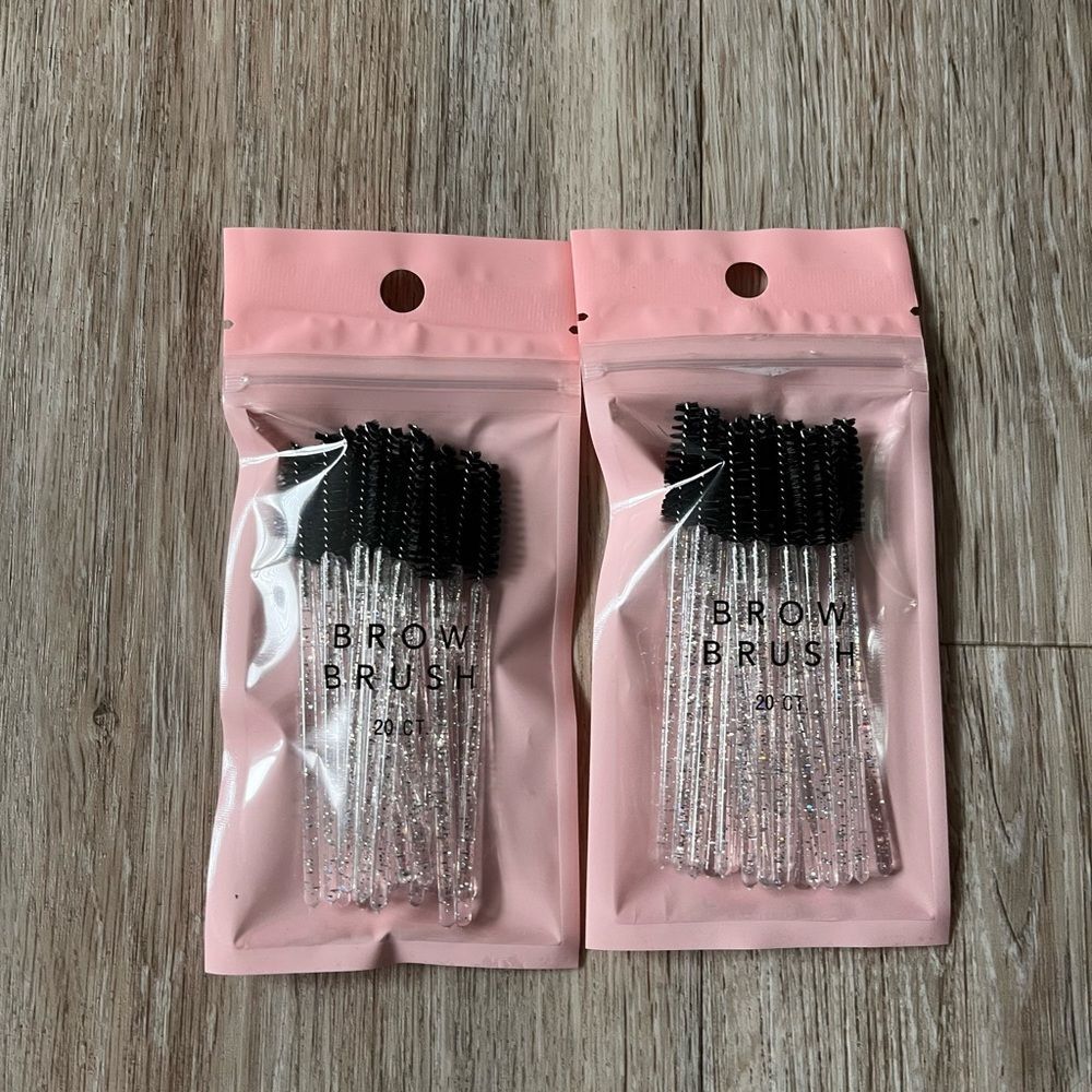 Set of  Two Crystal Handle Brow Brush 20pcs. Per Set Black Sealed